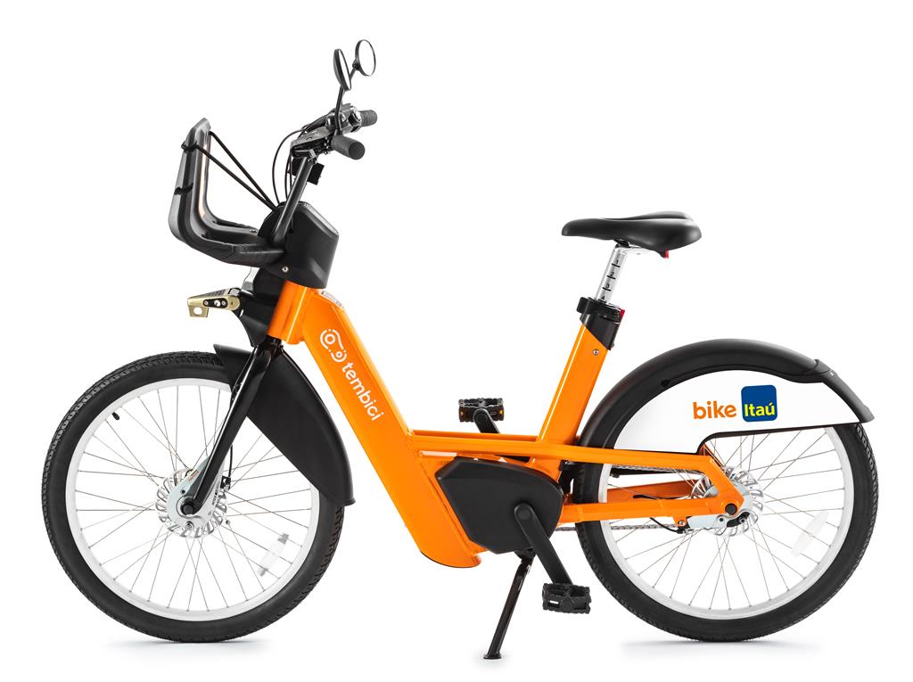 bike eletrica tembici de cor laranja 