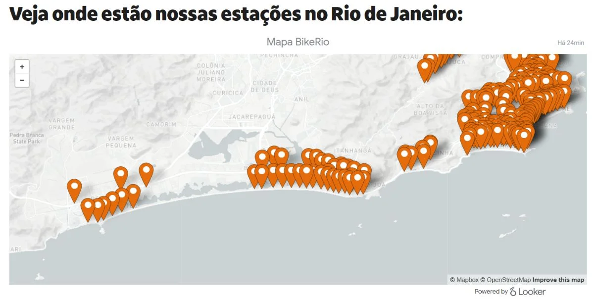 localização das estações da bike Itaú